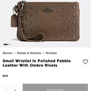COACH Brown Studded Leather Wristlet